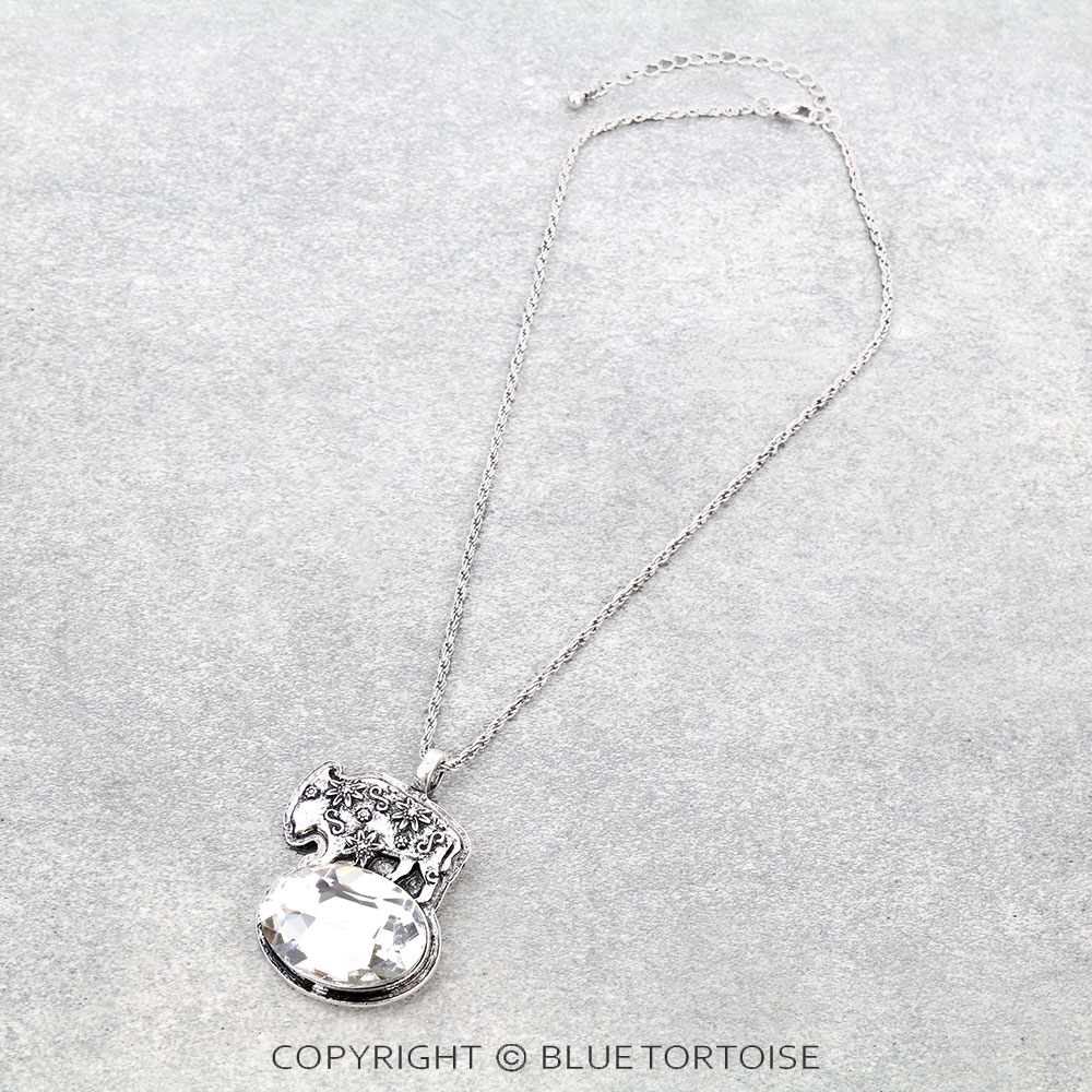 Buffalo with Stone Pendant Necklace