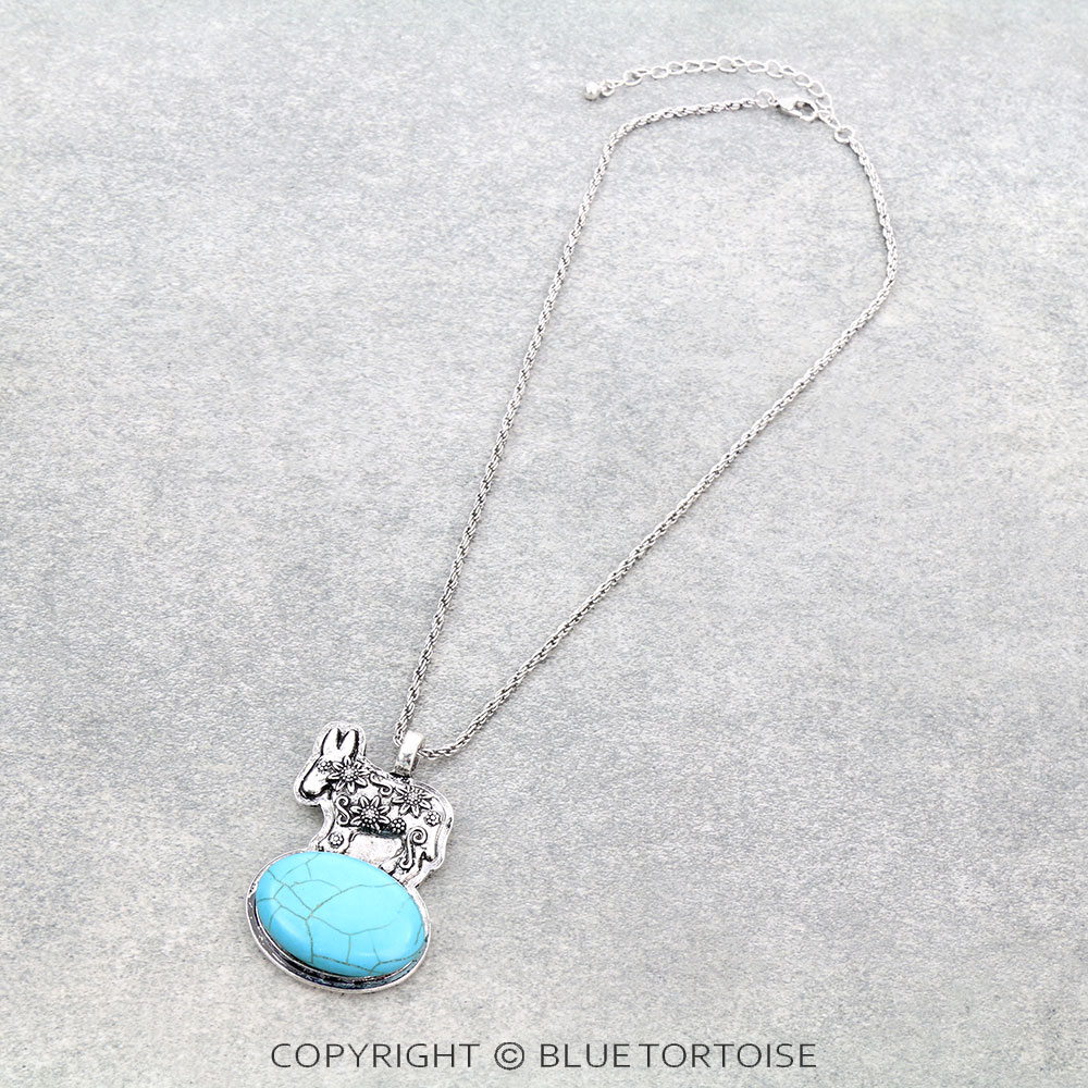 Donkey with Stone Pendant Necklace