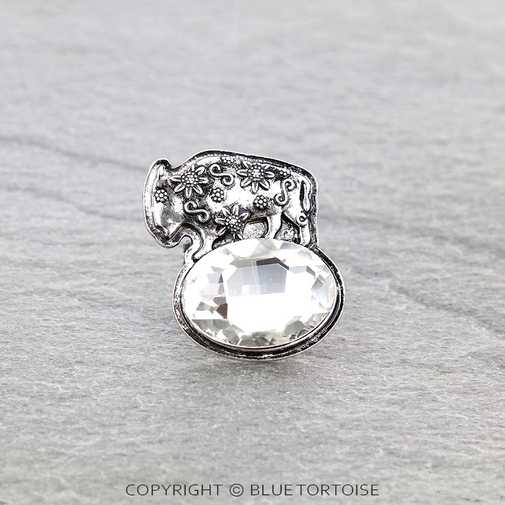 Buffalo with Stone Cuff Ring