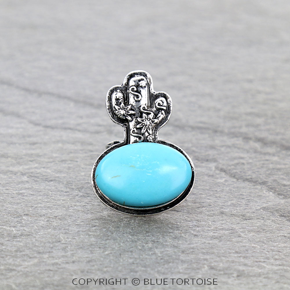 Cactus with Stone Cuff Ring