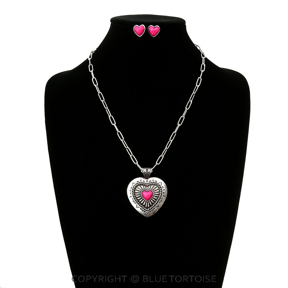 Western Heart Stone Necklace Set - Image 2