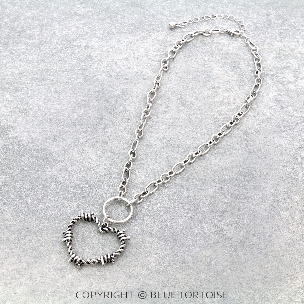 Heart Barbed Wire Necklace