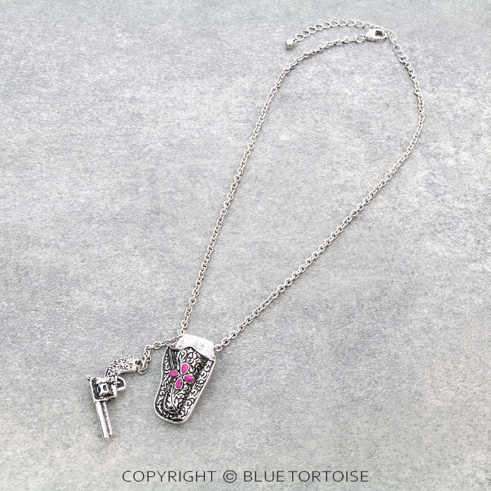 Western Revolver & Holster Necklace