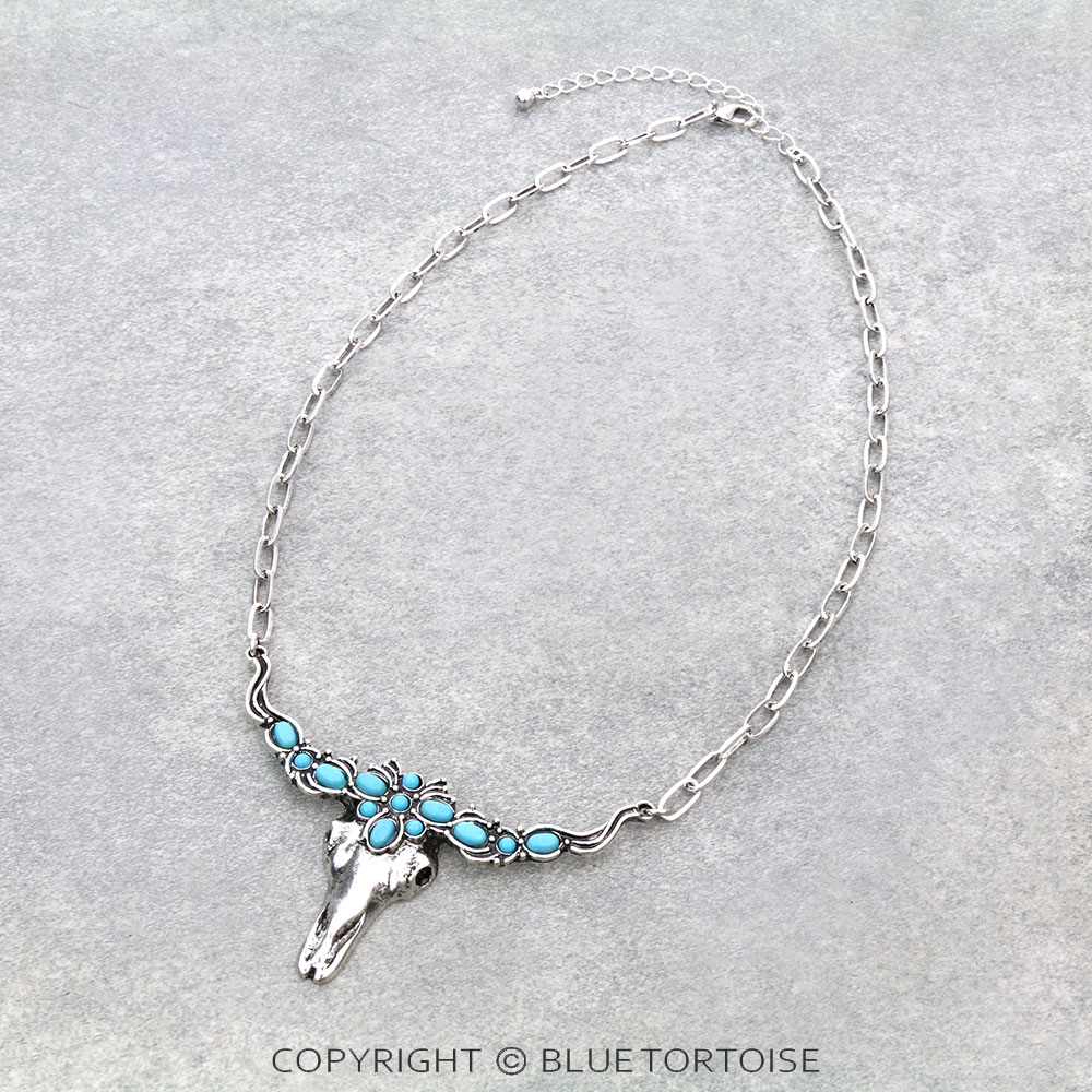 Western Steer Skull Pendant Necklace