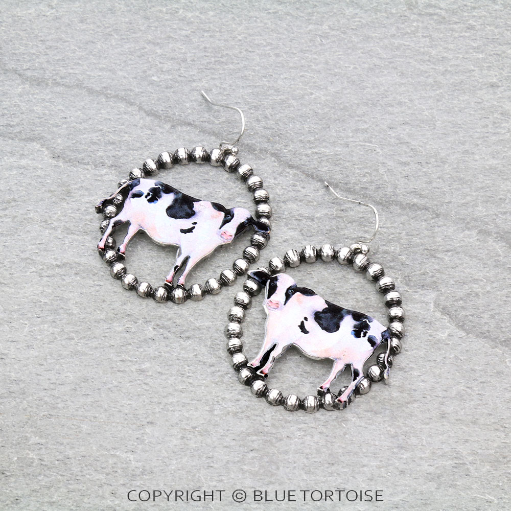 Western Cow Print Dangle Earrings