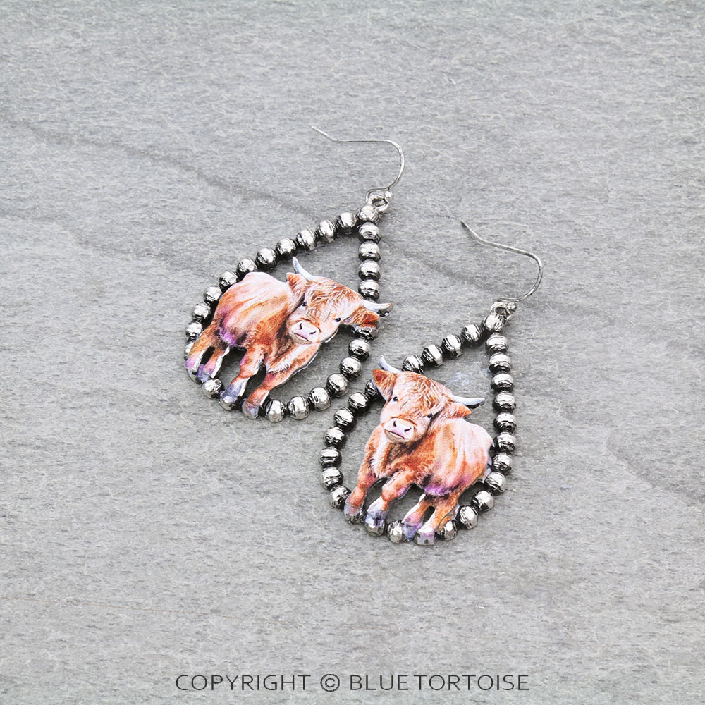 Western Cow Print Dangle Earrings