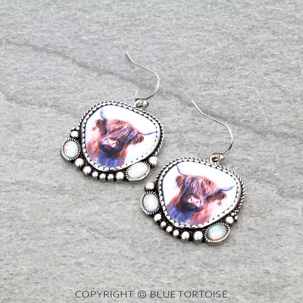 Western Buffalo Stone Dangle Earrings