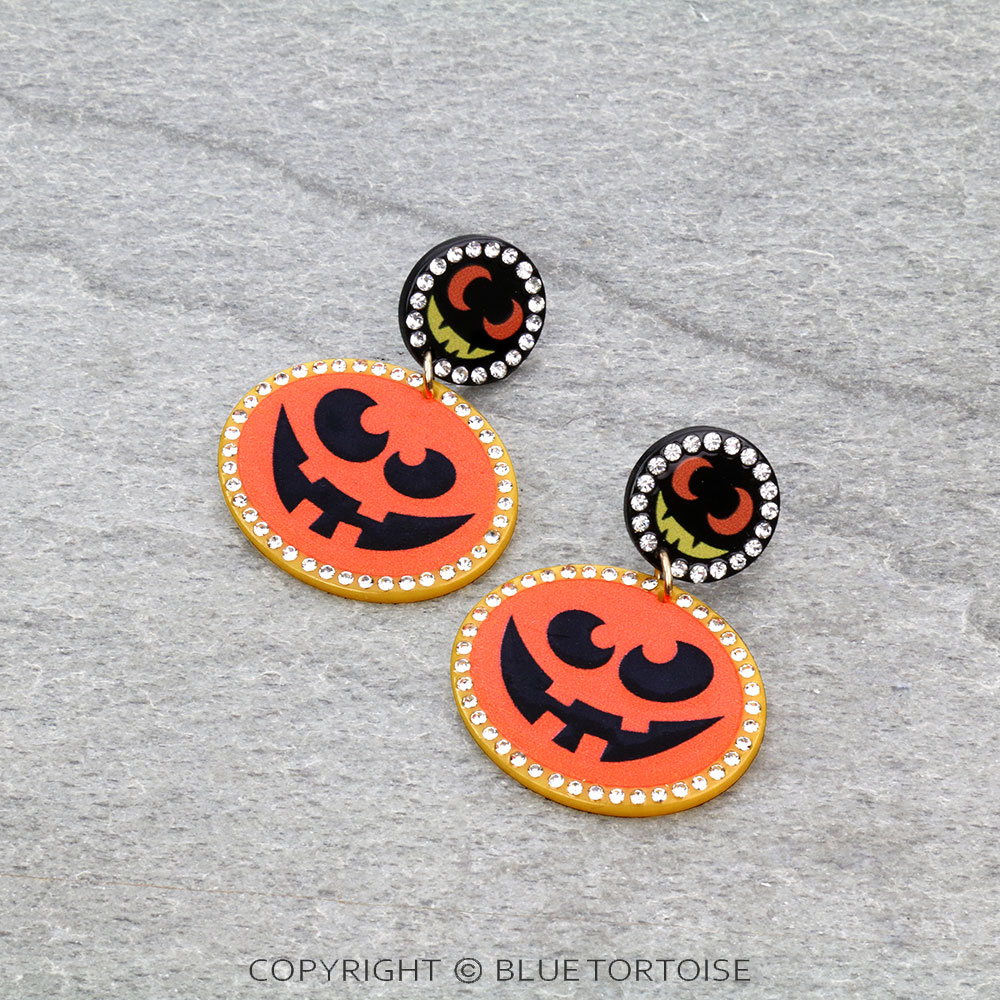 Halloween Acrylic Jack-O'-Lantern Stud Earrings