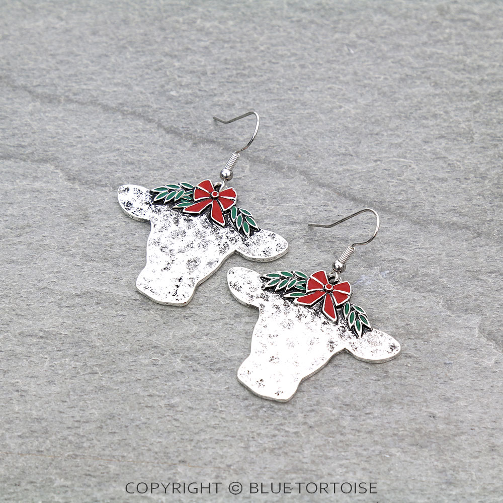Christmas Cow Dangle Earrings