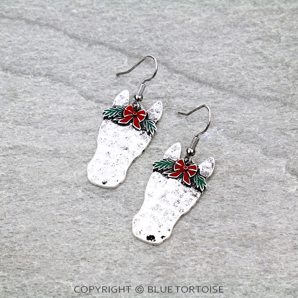 Christmas Horse Dangle Earrings