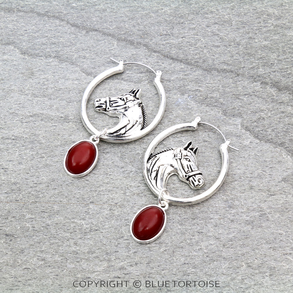 Western Horse Hoop Earrings