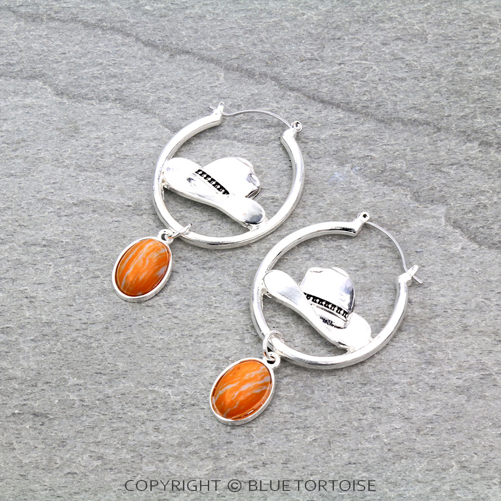 Western Cowboy Hat Hoop Earrings