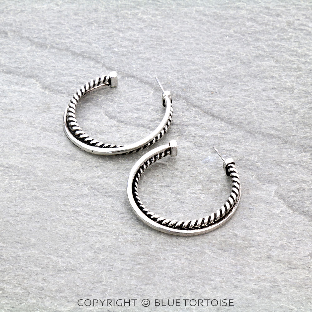 Designer Line Crossover Hoop Earrings