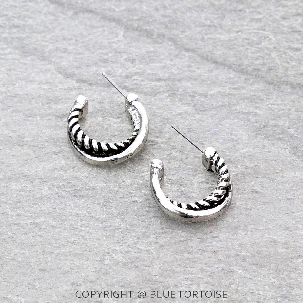 Designer Line Crossover Hoop Earrings