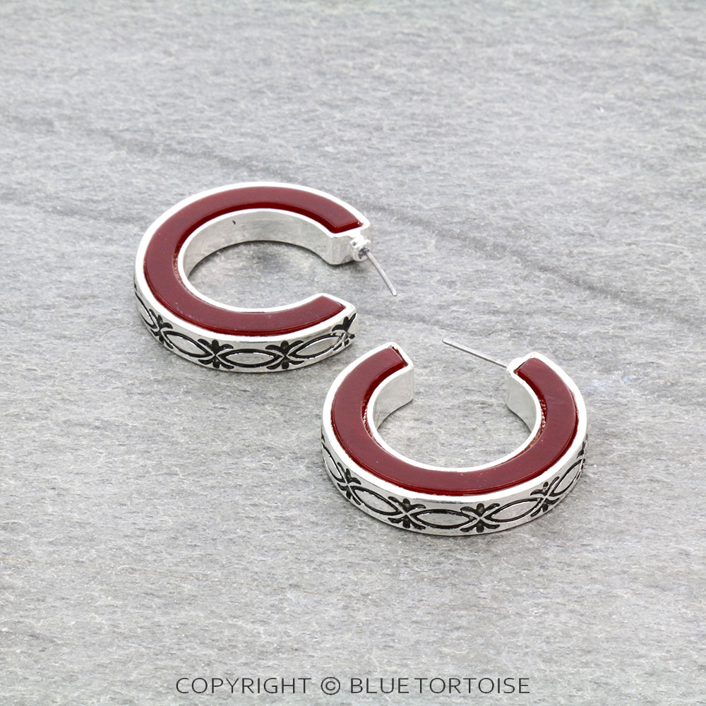 Western Texture Hoop Earrings