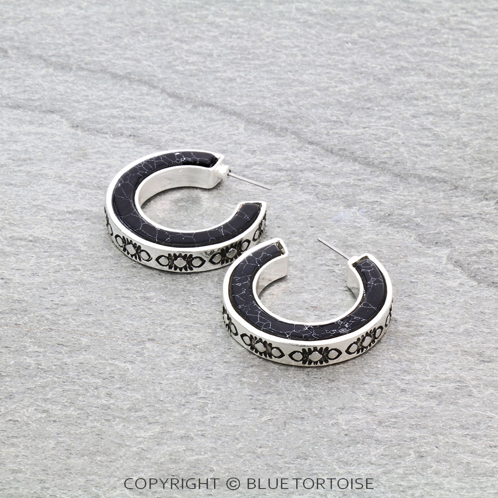 Western Texture Hoop Earrings
