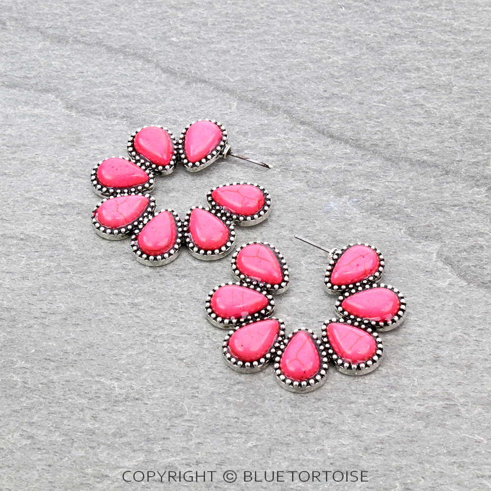 Western Squash Blossom Hoop Earrings
