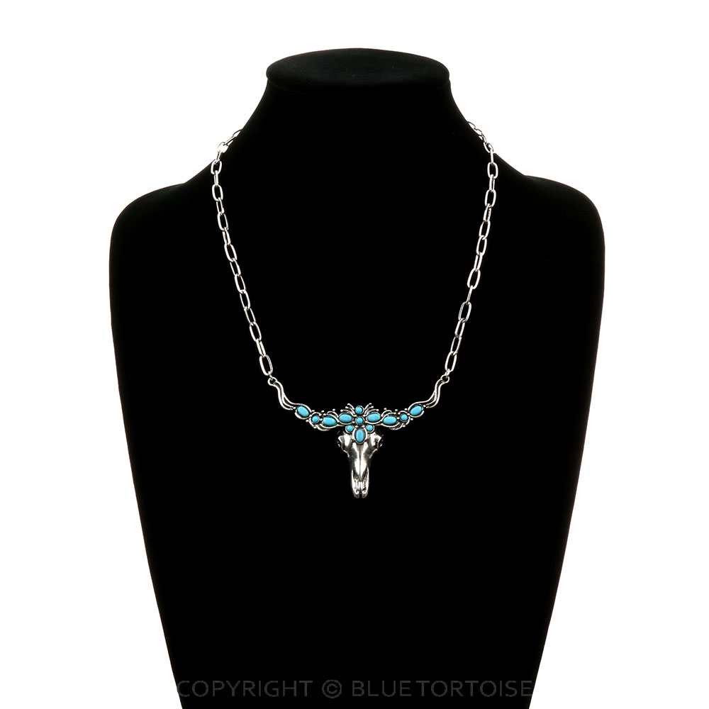 Western Steer Skull Pendant Necklace - Image 2
