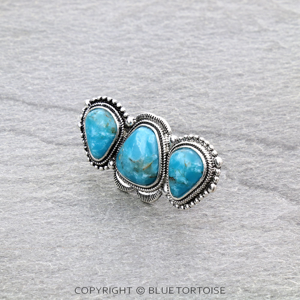 Western Design Stone Cuff Ring - Image 2