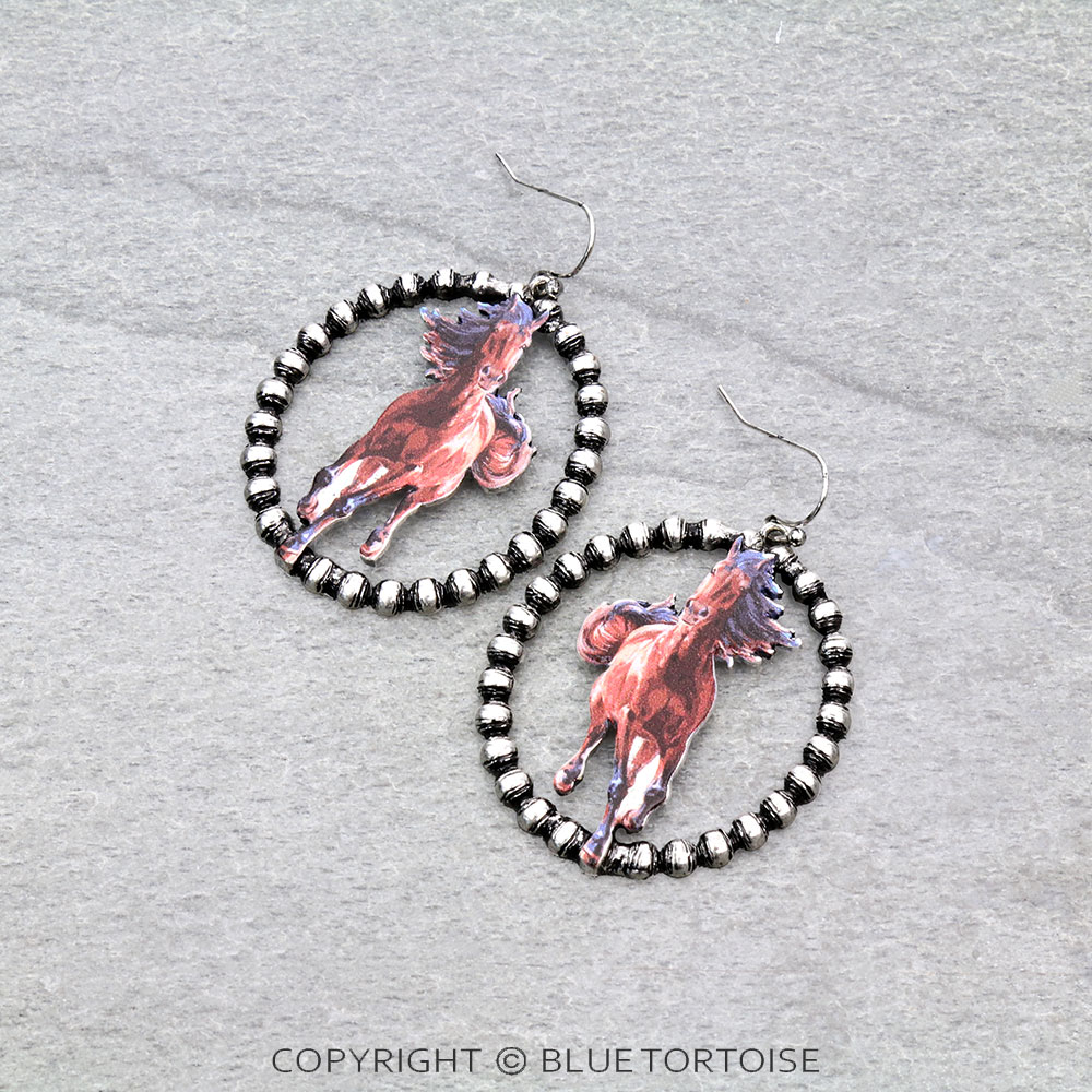 Western Horse Print Dangle Earrings