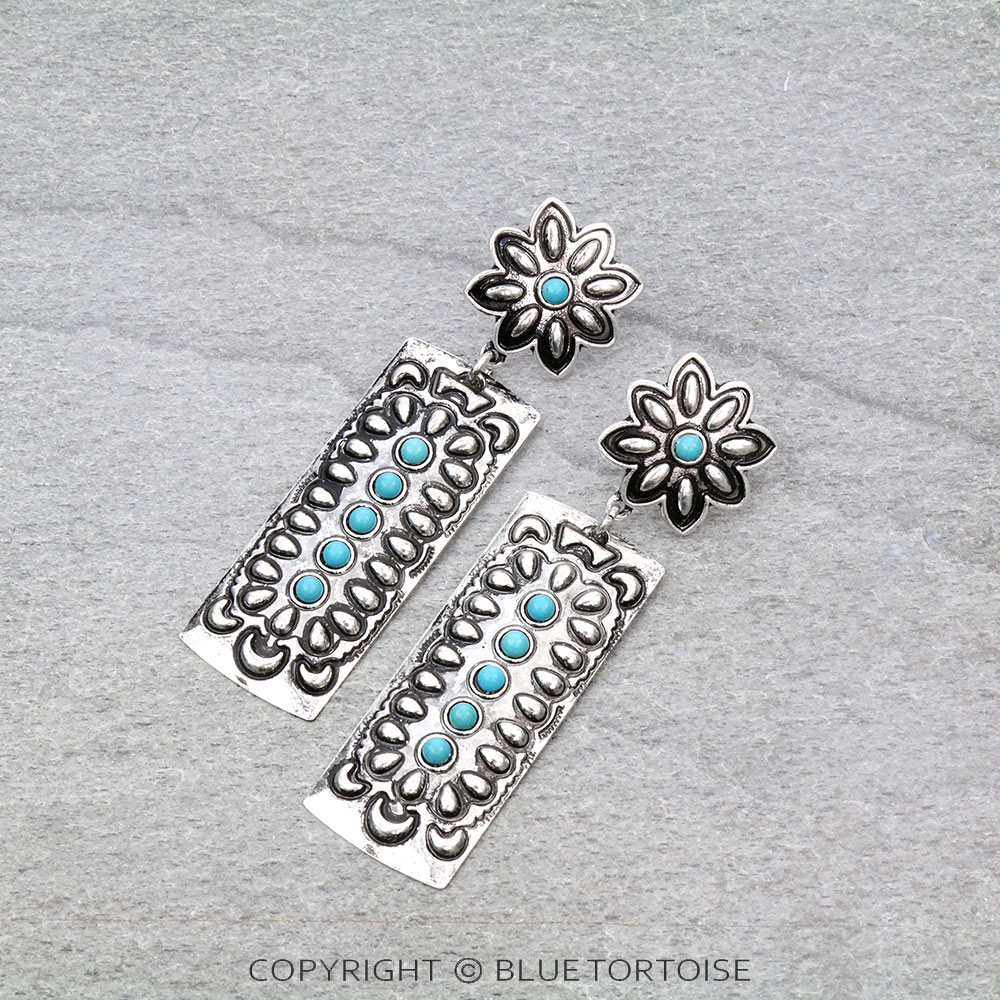 Western Bar Concho Stud Earrings