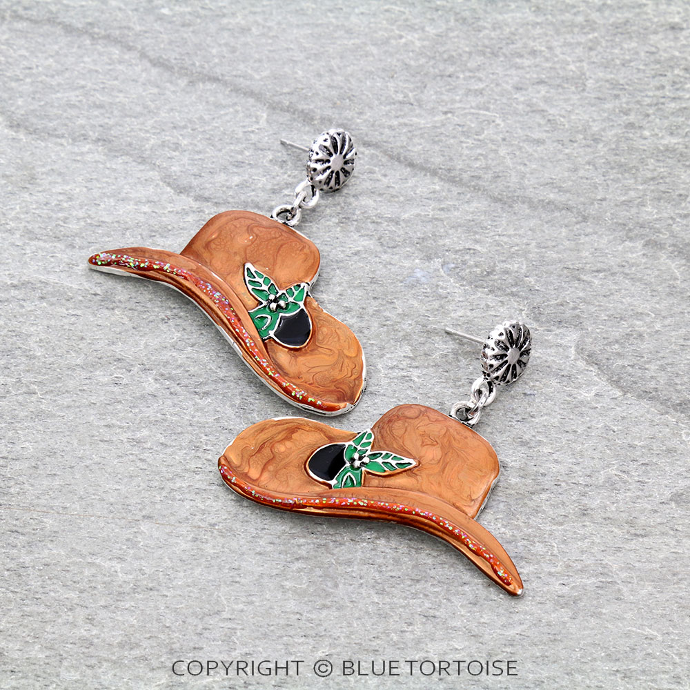Christmas Cowboy Hat Stud Earrings