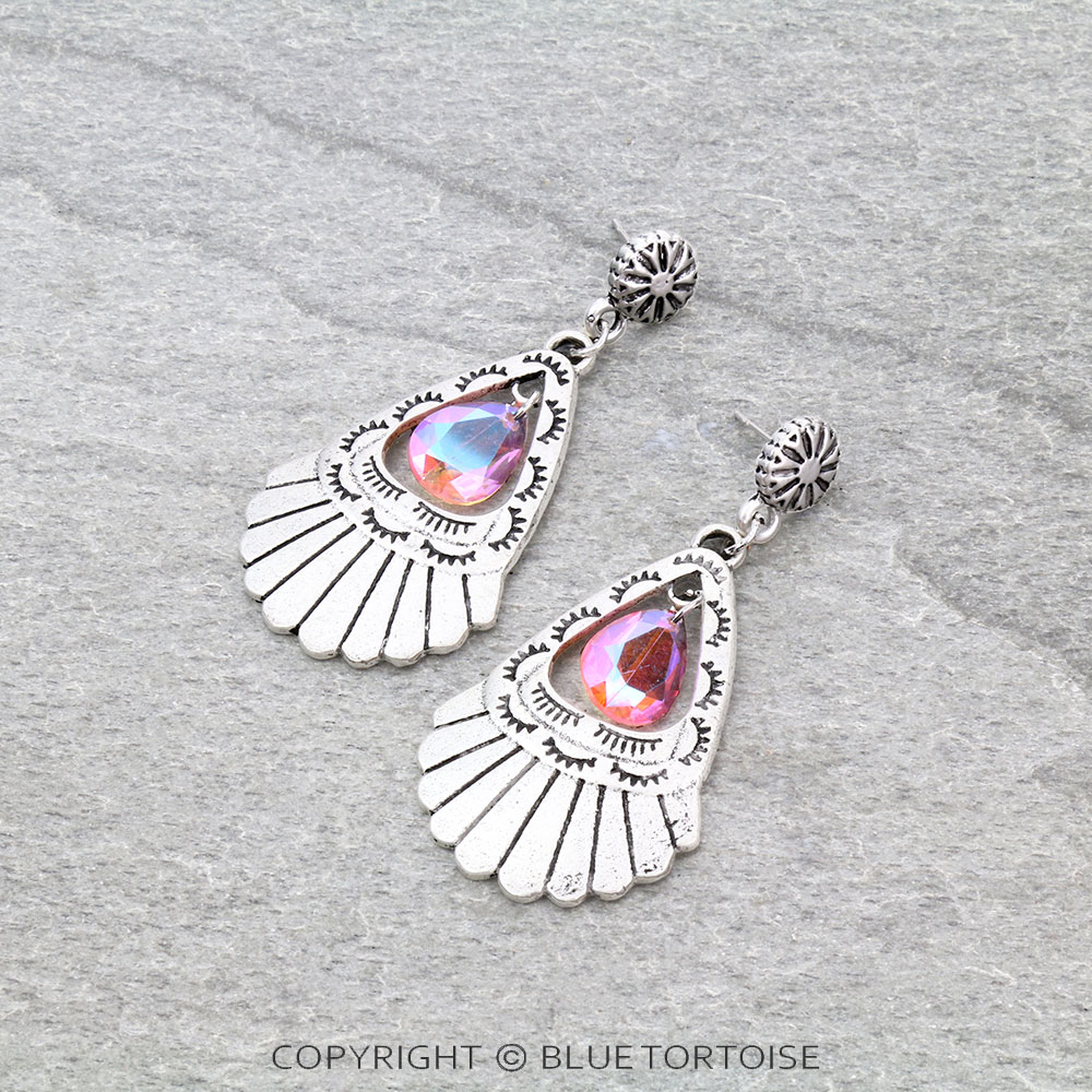 Western Design Rhinestone Stud Earrings