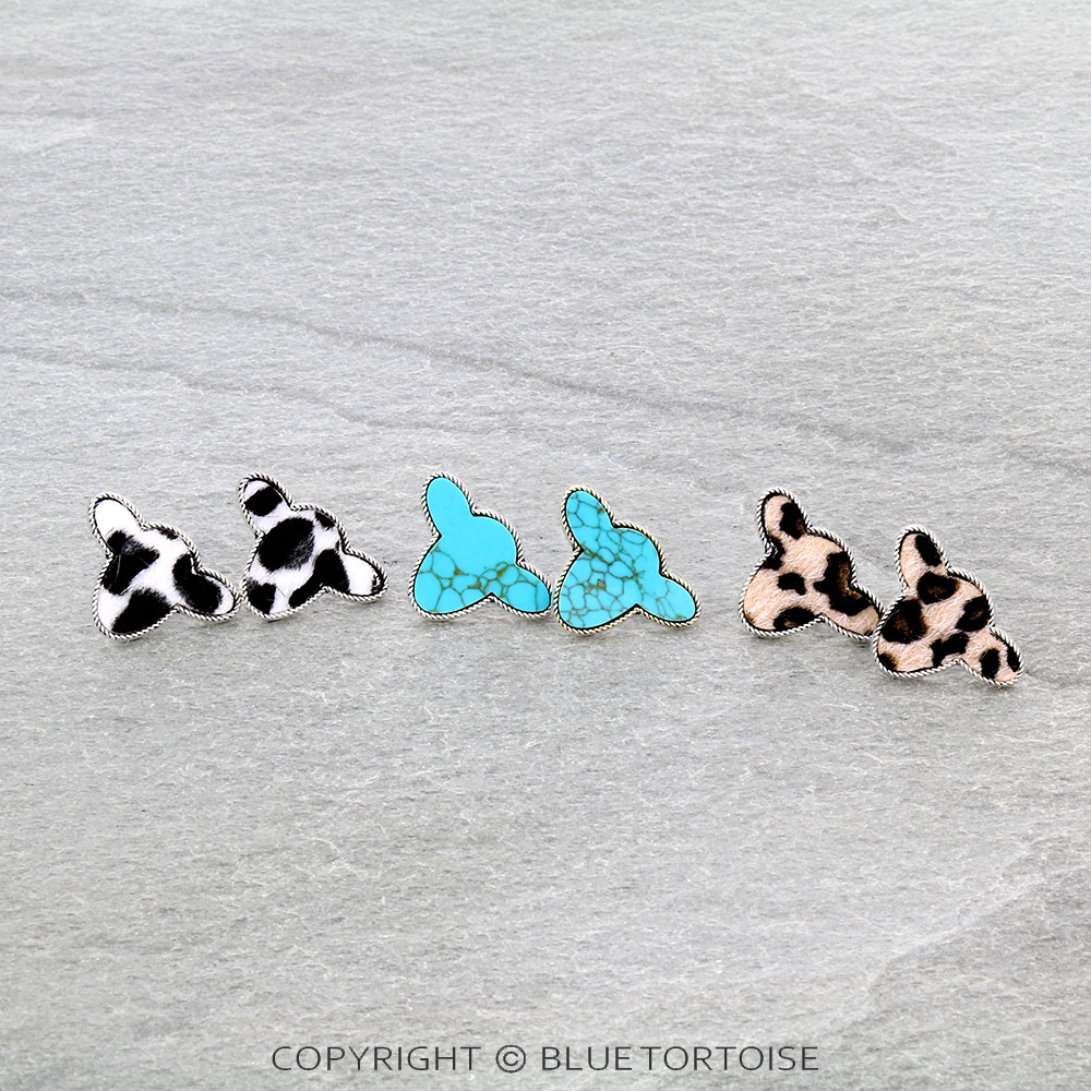 Western Cow Head 3 Pair Earring Set