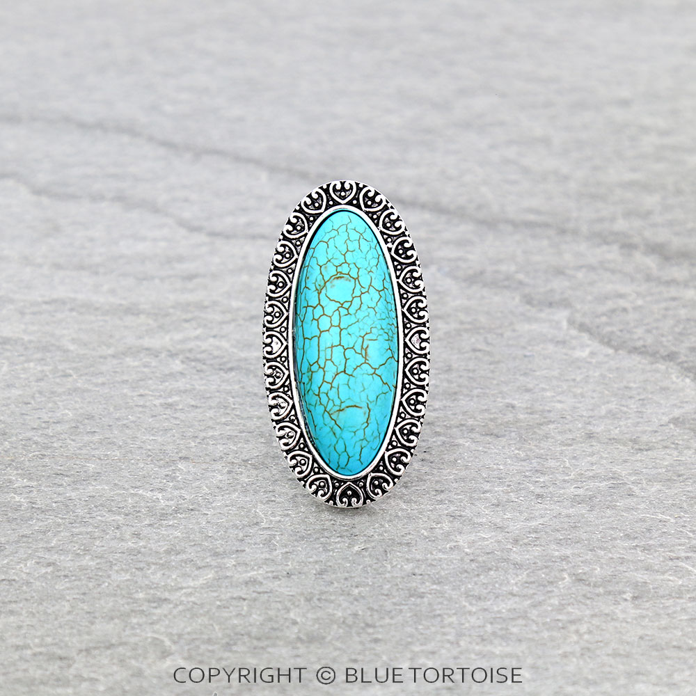 Western Oval Stone Cuff Ring