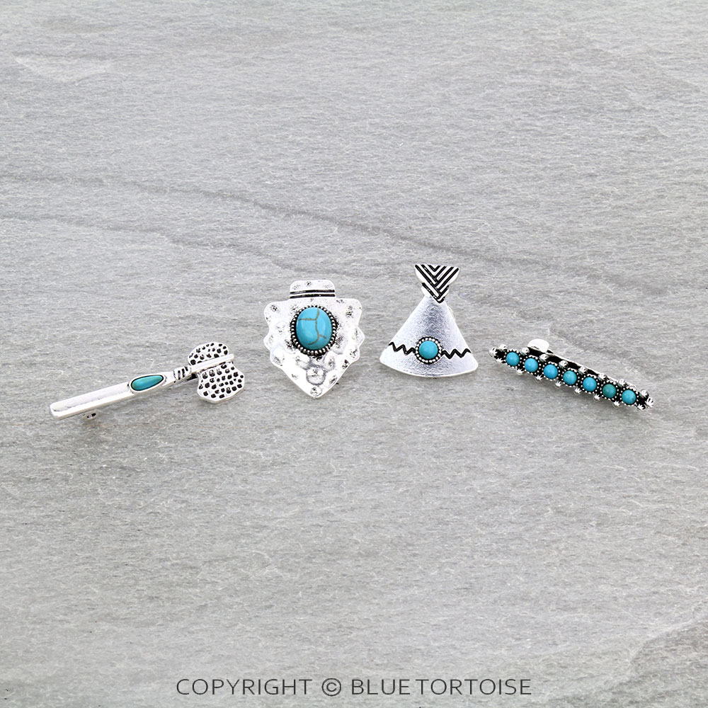 Western Tomahawk Stone Hat Pin Set