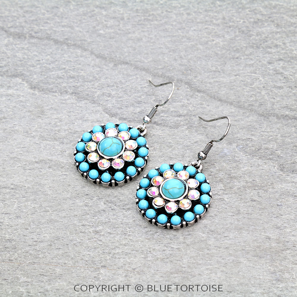 Concho Stone Dangle Earrings