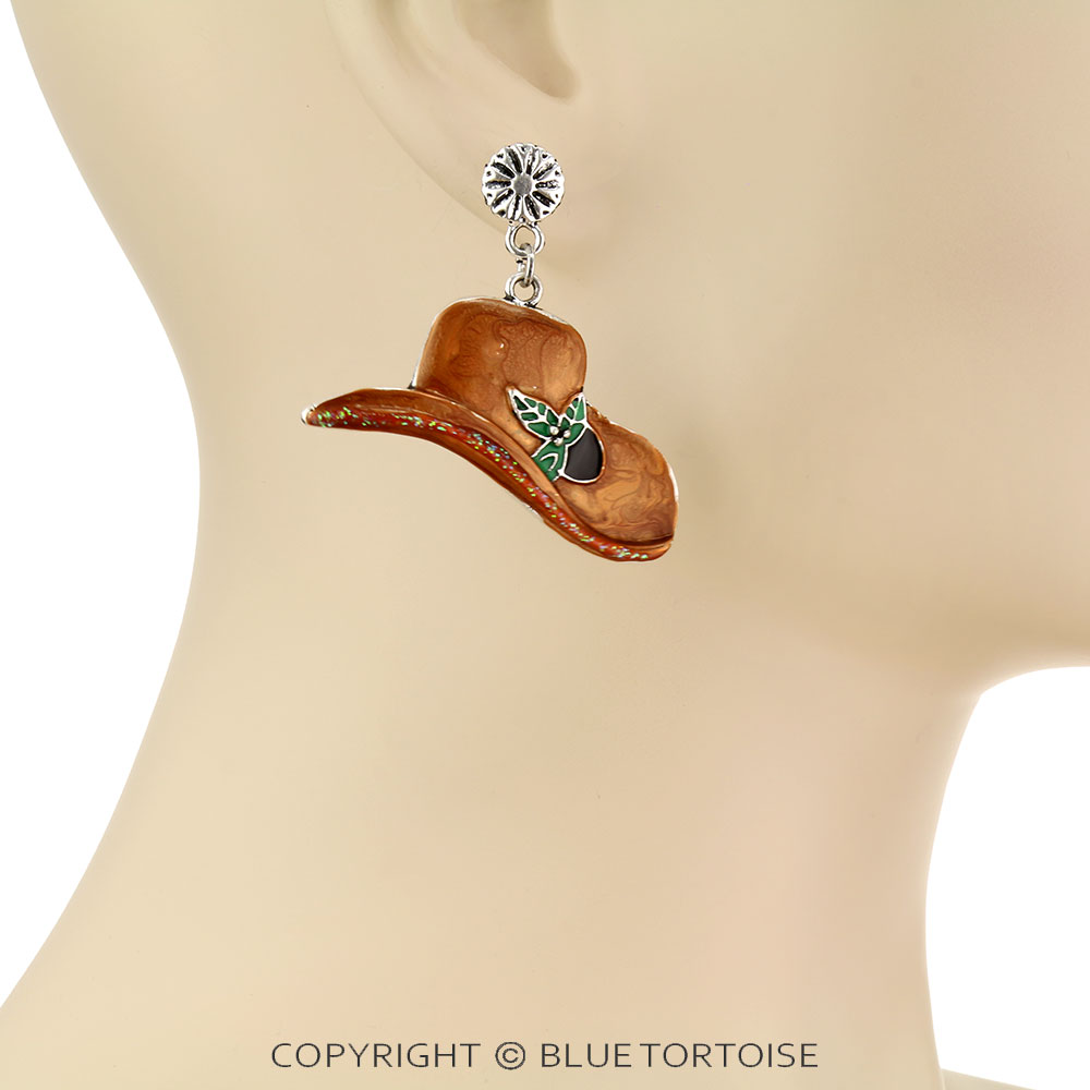 Christmas Cowboy Hat Stud Earrings - Image 2