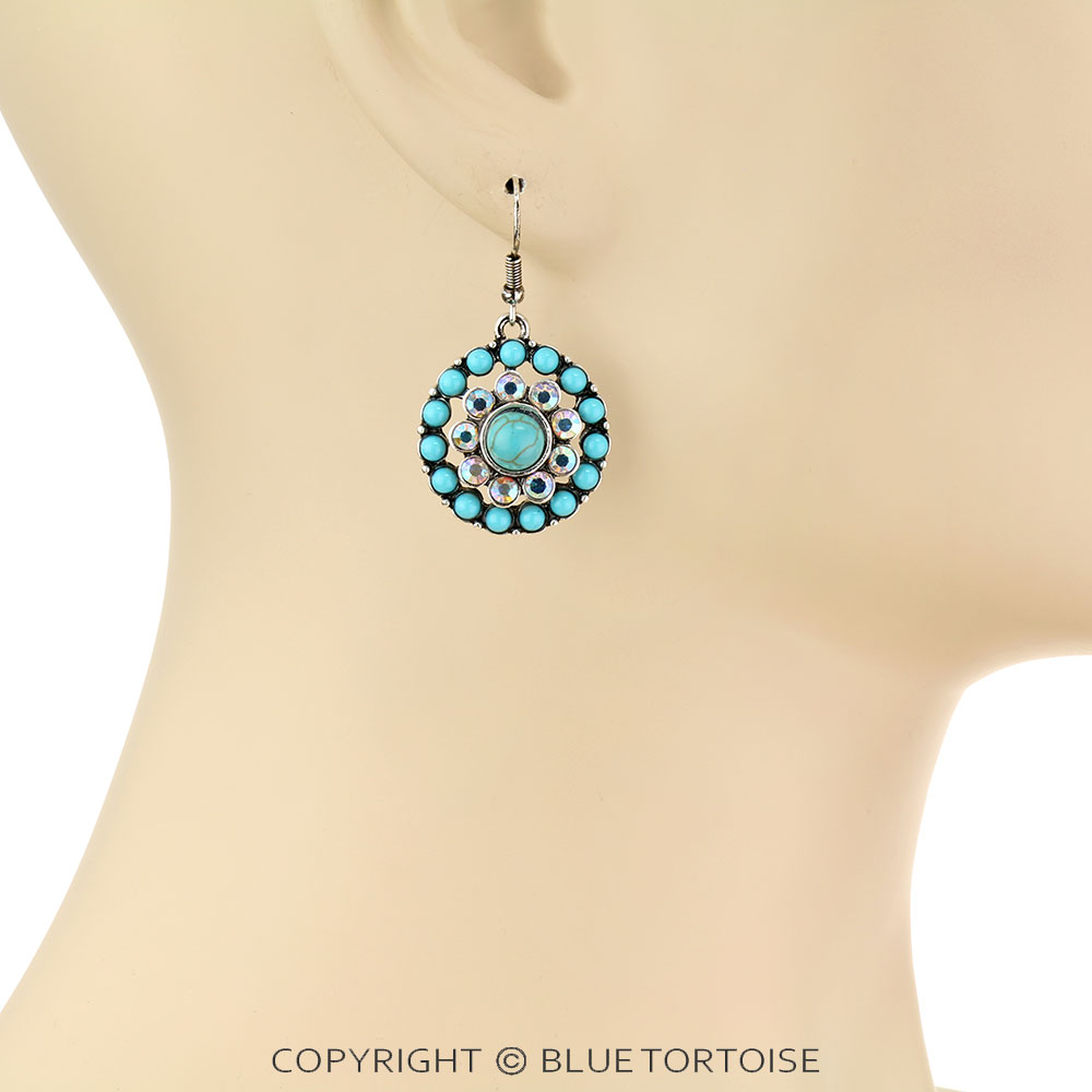 Concho Stone Dangle Earrings - Image 2
