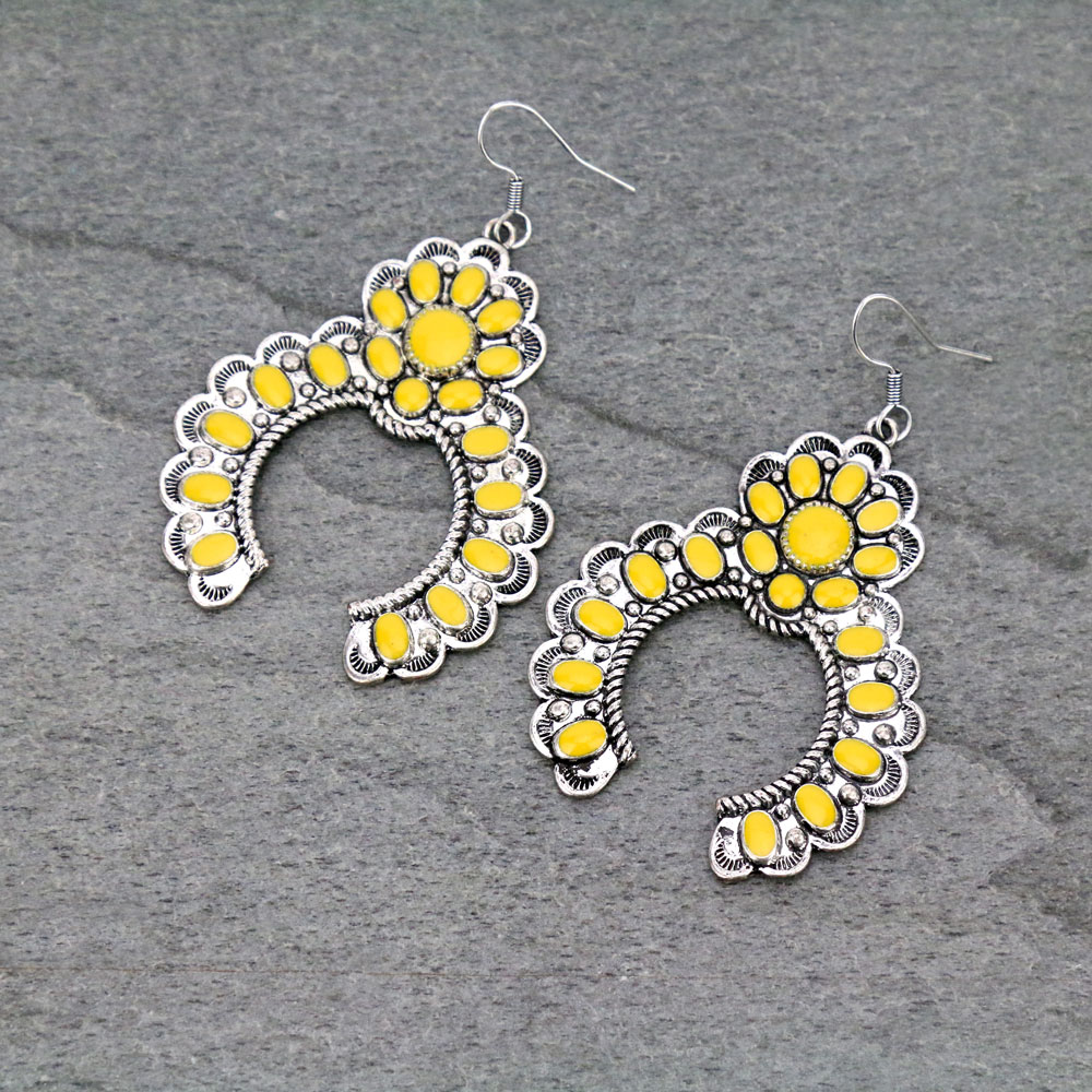 Squash Blossom Epoxy Dangle Earrings