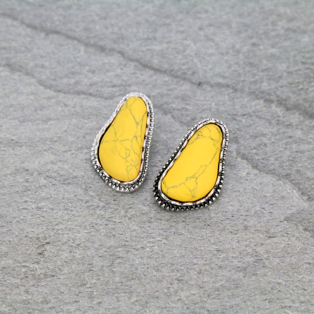 Semi Stone Stud Earrings