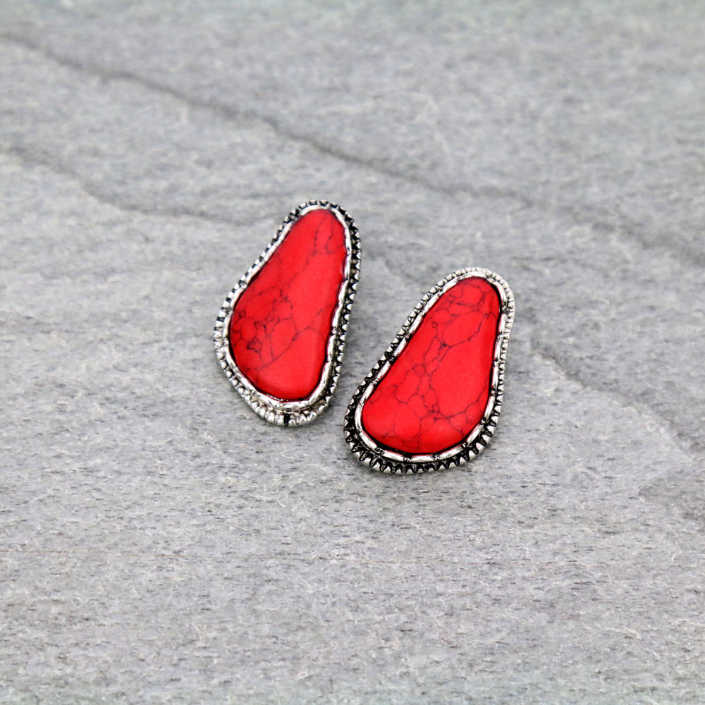 Semi Stone Stud Earrings