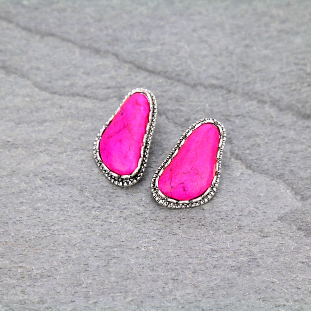 Semi Stone Stud Earrings