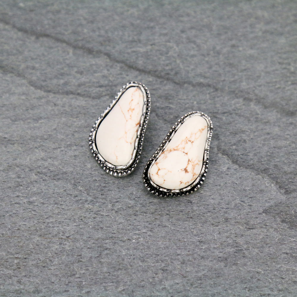 Semi Stone Stud Earrings