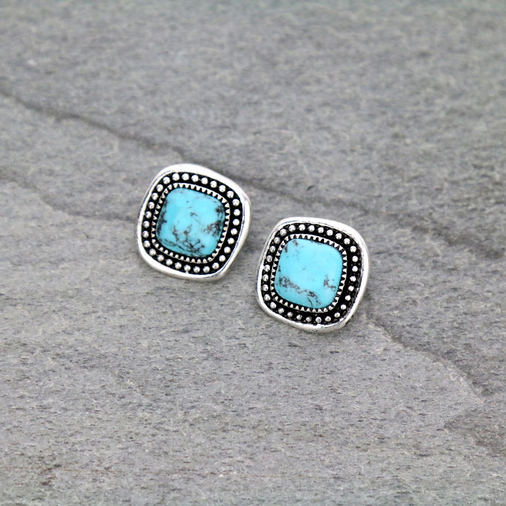 Semi Stone Stud Earrings