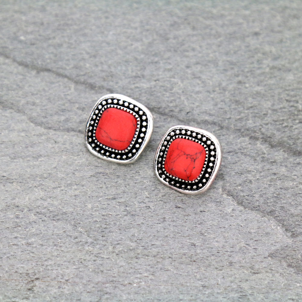 Semi Stone Stud Earrings