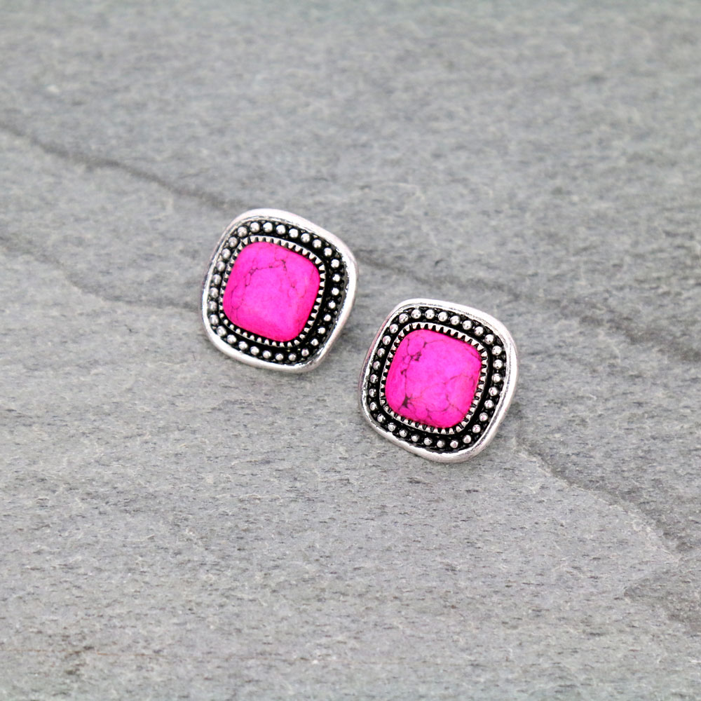 Semi Stone Stud Earrings