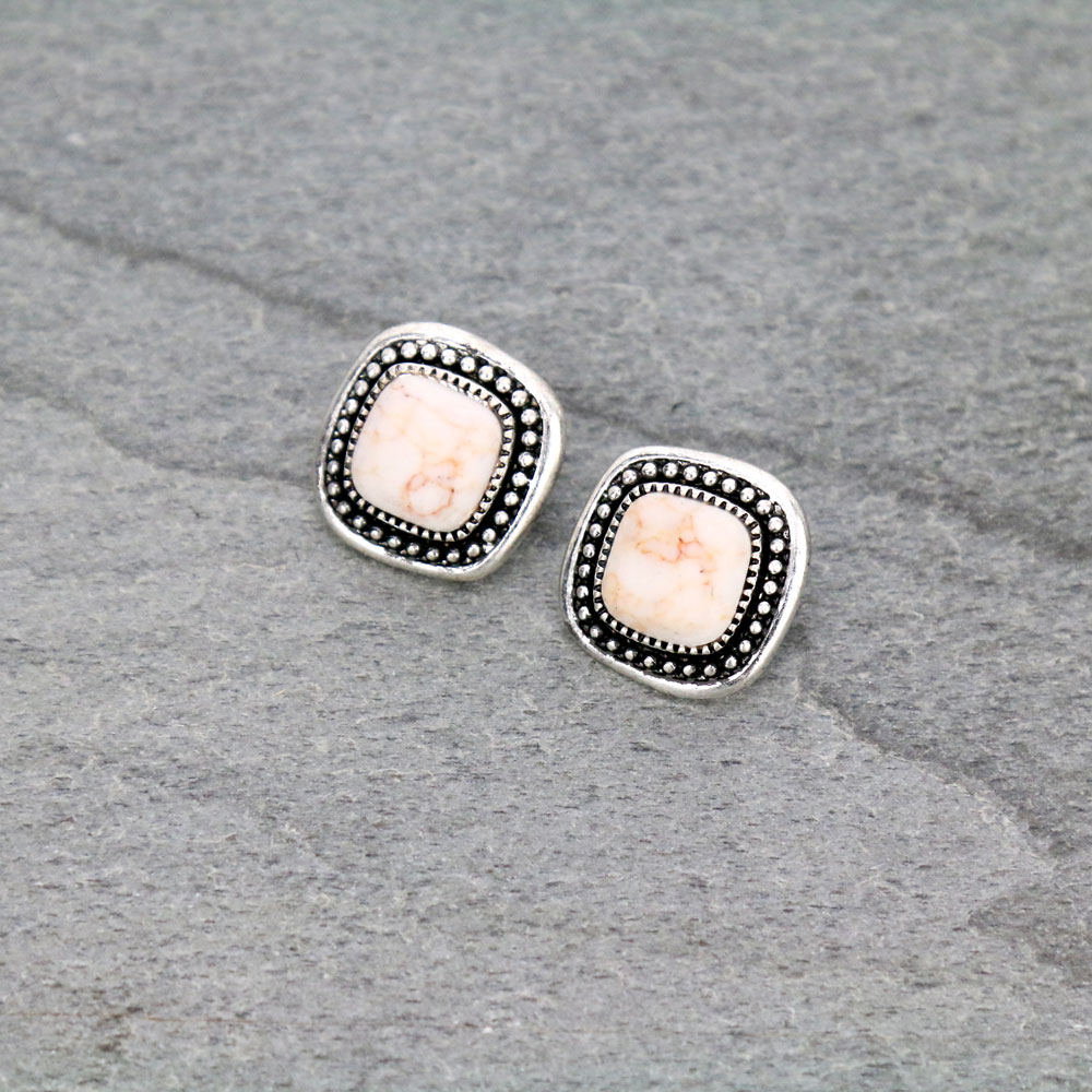 Semi Stone Stud Earrings