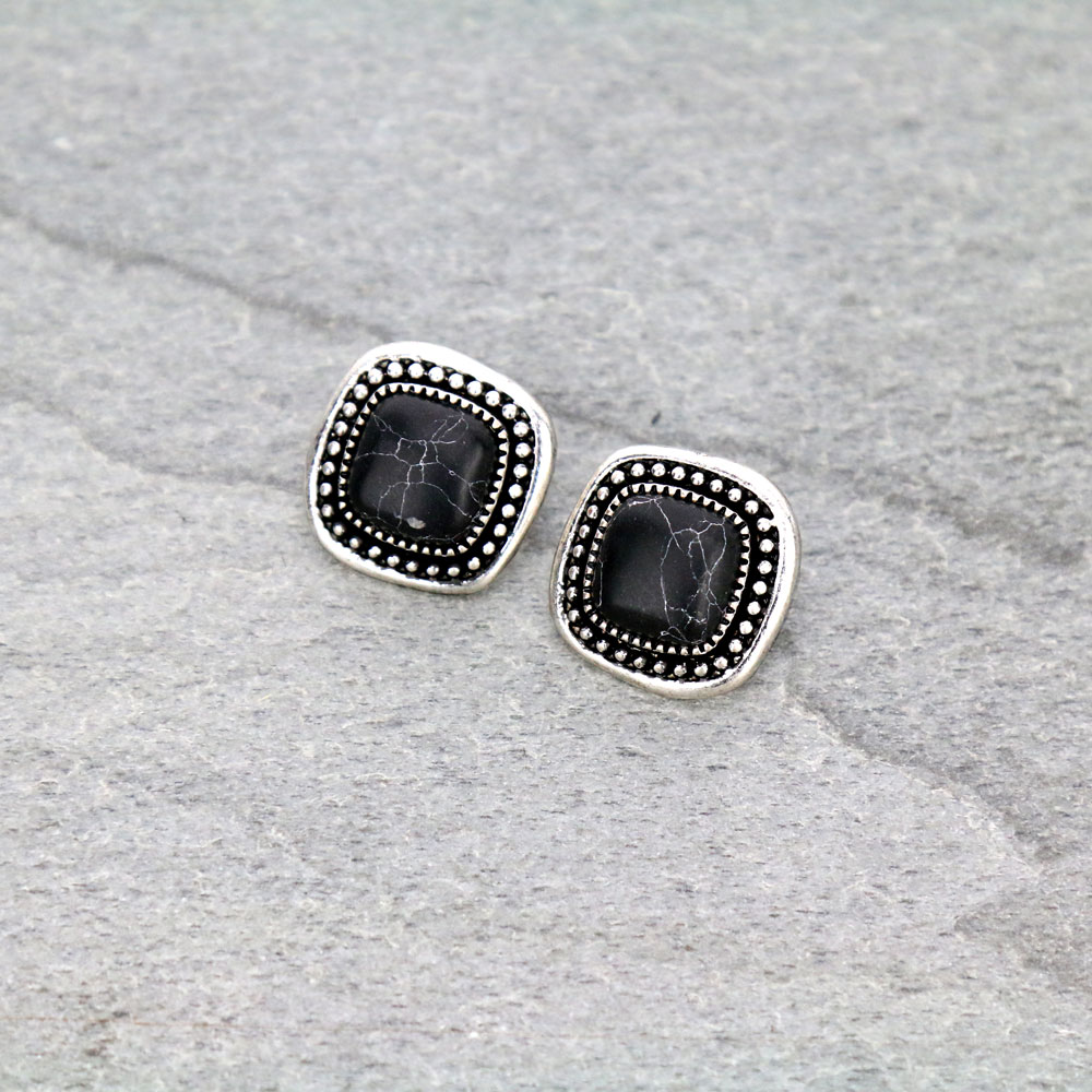 Semi Stone Stud Earrings
