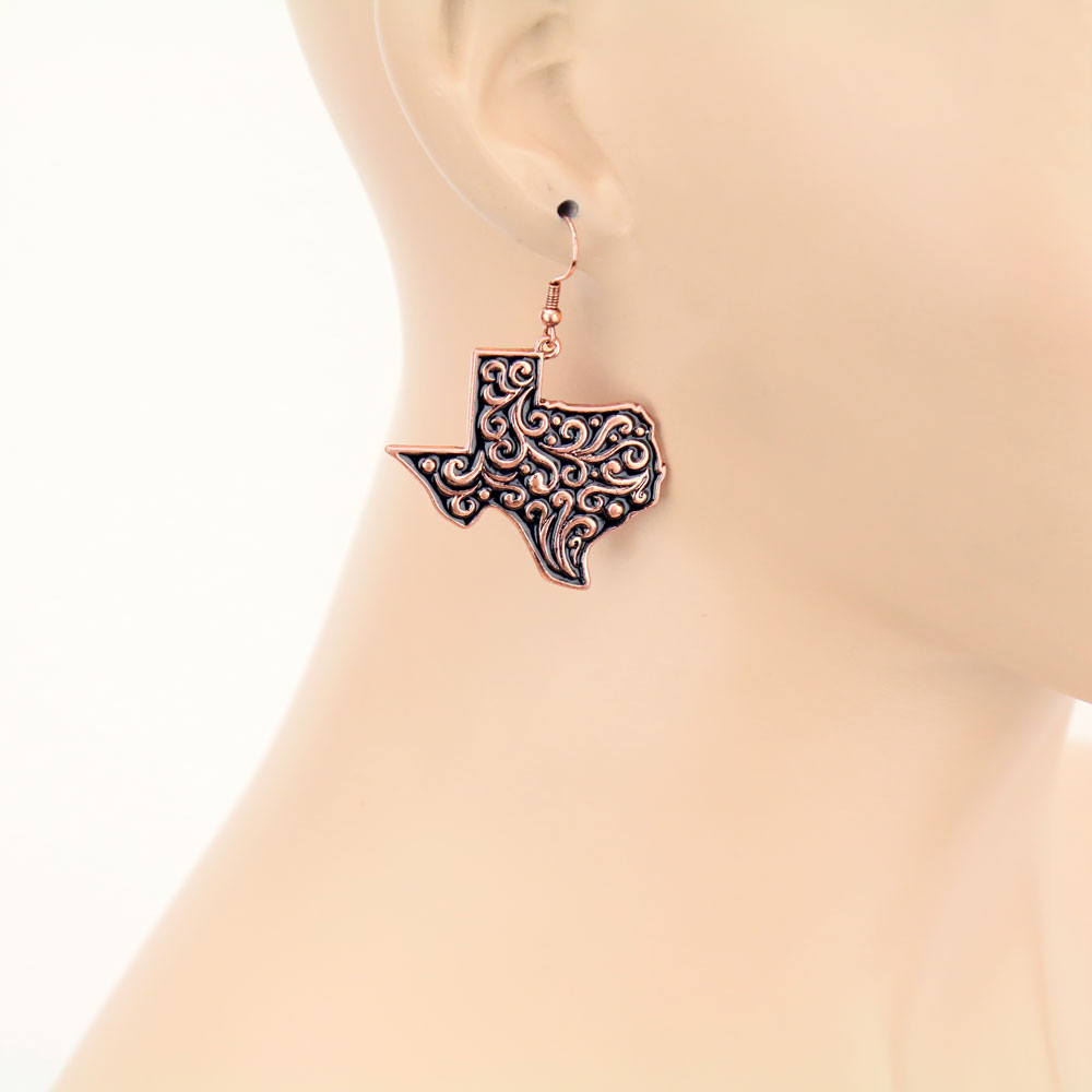 Texas Map Casting Dangle Earrings - Image 2
