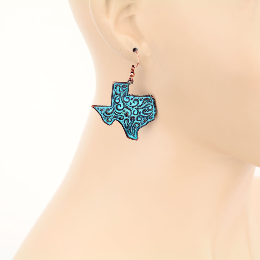 Texas Map Casting Dangle Earrings - Image 2