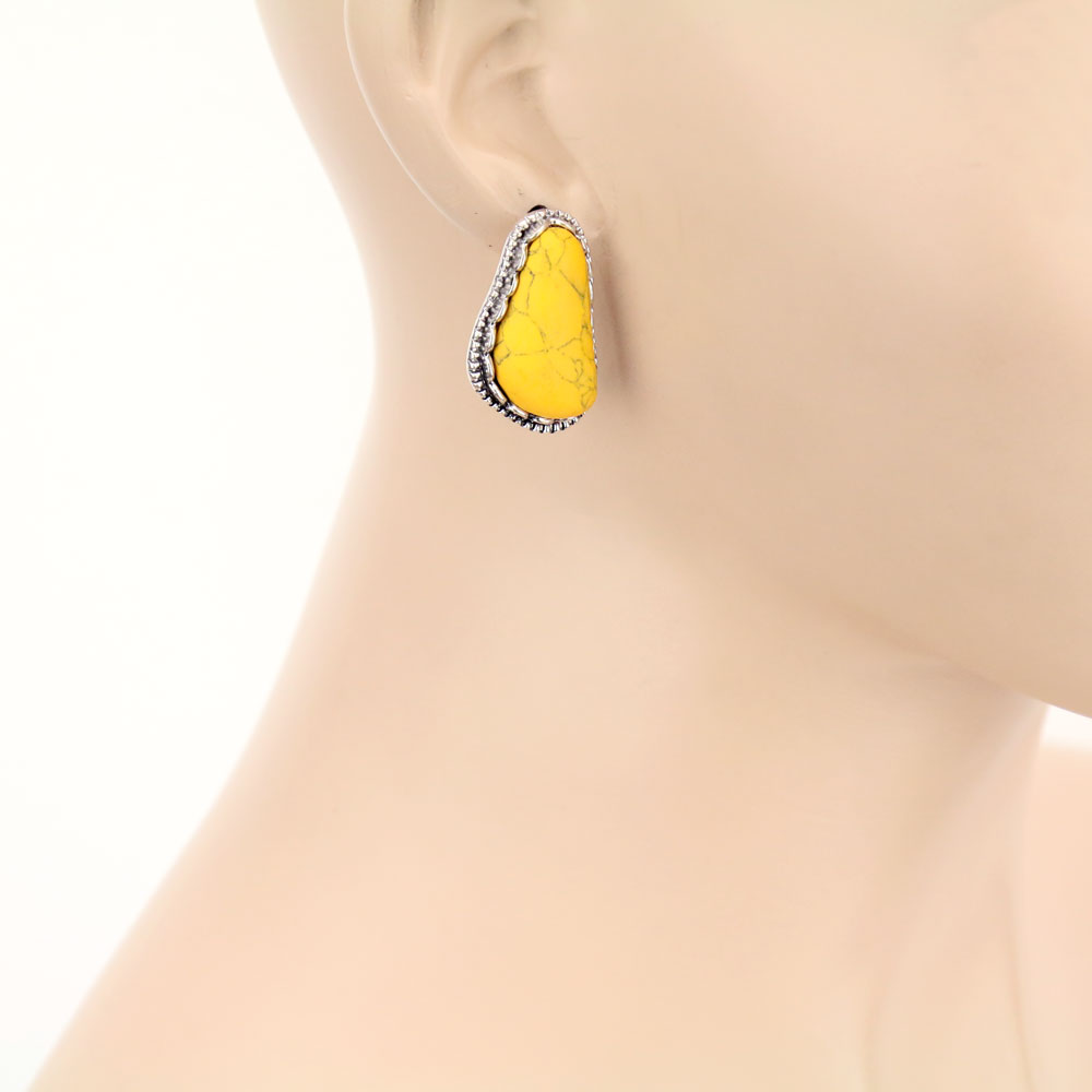 Semi Stone Stud Earrings - Image 2