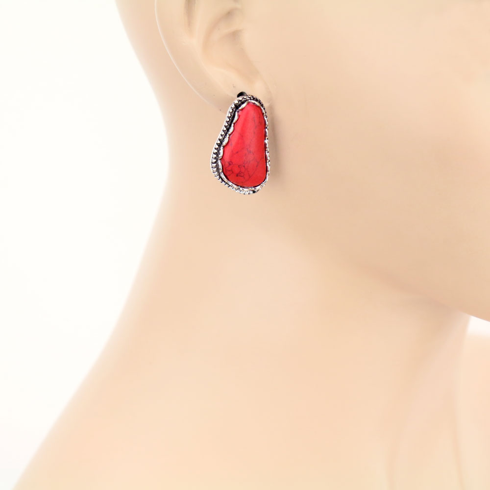 Semi Stone Stud Earrings - Image 2