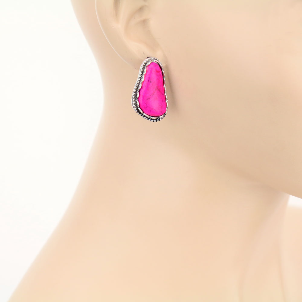 Semi Stone Stud Earrings - Image 2