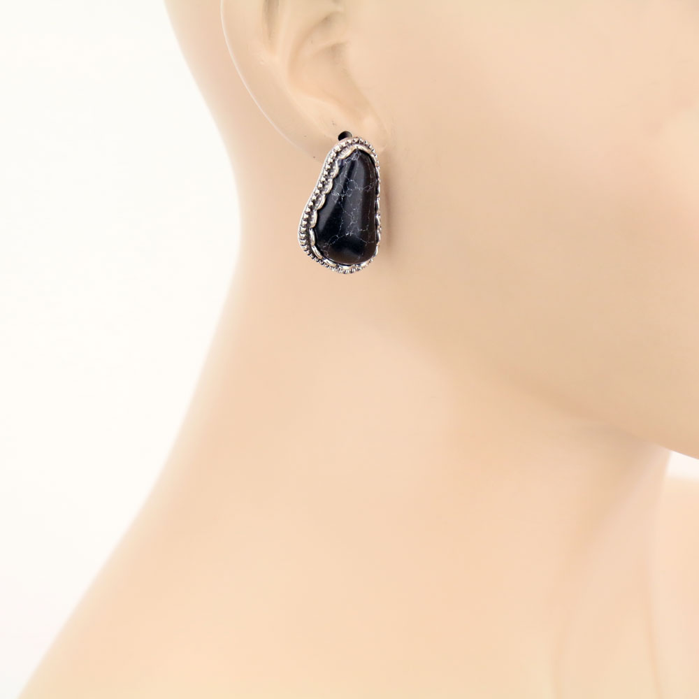 Semi Stone Stud Earrings - Image 2
