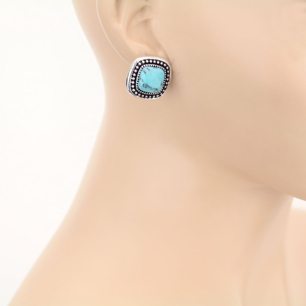 Semi Stone Stud Earrings - Image 2